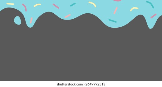Minimalist background with melted donut cream and sprinkles topping and copy space area