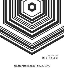 Minimalist background. Monochrome abstractionism style. Black and white design. Hexagonal art tiles.