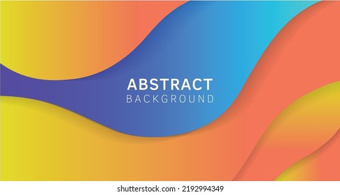 Minimalist background in orange and blue colors. 3d paper cut style. Vector illustration. Landscape Background