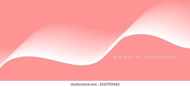 Minimalist background with pink gradient color. 3D flowing waves in white.