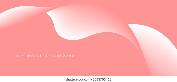 Minimalist background with pink gradient color. 3D flowing waves in white.
