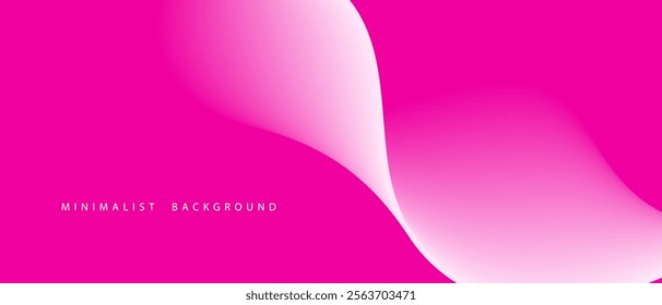 Minimalist background with pink gradient color. 3D flowing waves in white.