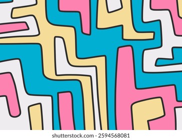Minimalist background with seamless colorful maze line pattern