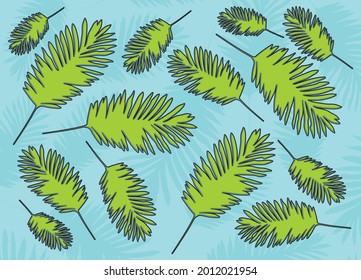 Minimalist background with simple green leaves pattern