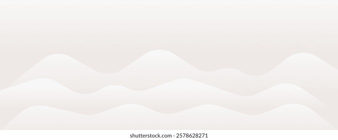 Minimalist background with soft beige tones. The background features smooth, wavy patterns in beige, creating a calm, serene texture. Soft wave border background. Pink background vector.