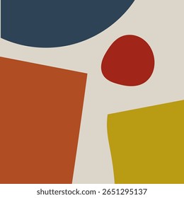 Minimalist background, square, circle, red, blue, orange
