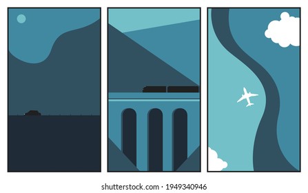 Minimalist background transportation silhouette vector illustration