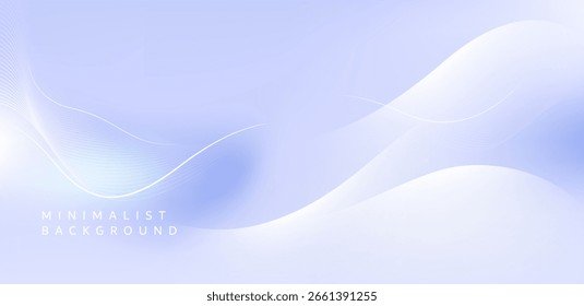 A minimalist background using light blue and white tones creates a calm and cool feeling, with white and light blue lines drawn in curves and fine lines that flow in a unified direction.