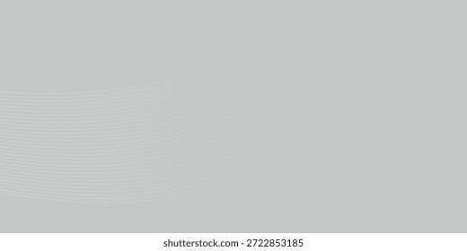 Minimalistischer Hintergrund mit gewellten Linien auf hellgrauem Hintergrund. Die graue Farbe und die glatte Textur sorgen für einen beruhigenden Effekt. Moderner Hintergrund mit wellenförmigem Linienmuster. Grauer Hintergrund, Vektor.