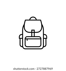 Minimalist backpack icon with handle and front pocket