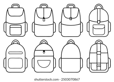 Minimalist backpack line art concept featuring elegant and simple lines