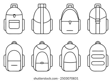 Minimalist backpack line art drawing emphasizing simplicity in design