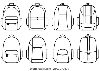 Minimalist backpack line art illustration ideal for clean graphics