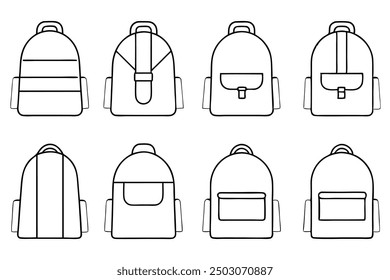 Minimalist backpack line art style showcasing sleek and simple form