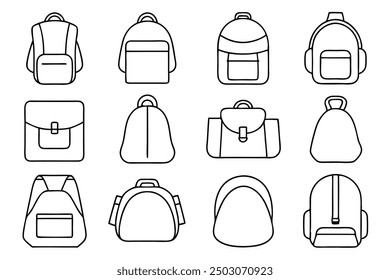 Minimalist backpack line art visual emphasizing clean geometric shapes