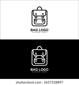 Minimalist Backpack Logo Design – Black and White Line Art
