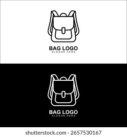 Design de logotipo de mochila minimalista - preto e branco Line Art