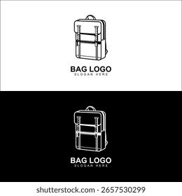 Minimalist Backpack Logo Design – Black and White Line Art