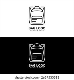 Diseño minimalista del logotipo de la mochila – Arte de la línea blanca y negra