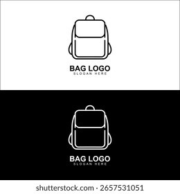 Diseño minimalista del logotipo de la mochila – Arte de la línea blanca y negra
