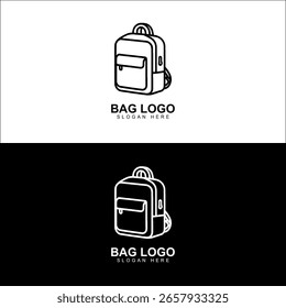 Design de logotipo de mochila minimalista - preto e branco Line Art