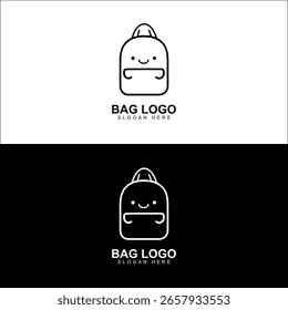 Design de logotipo de mochila minimalista - preto e branco Line Art