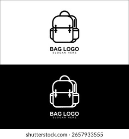 Design de logotipo de mochila minimalista - preto e branco Line Art