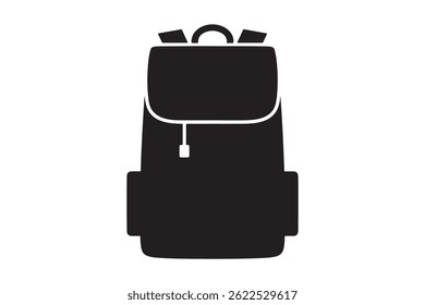 Minimalist Backpack Silhouette Icon Black Travel Rucksack Vector Illustration