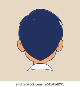 Minimalist back-view character with blue hair, perfect for school materials, diverse avatars, and cartoon story illustrations.