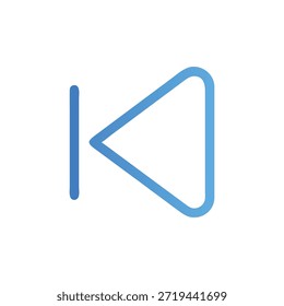 Icono minimalista hacia atrás con flecha y línea sobre fondo blanco. Estilo gráfico plano moderno con Formas simples y líneas suaves.
