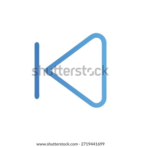 Minimalist backward icon with arrow and line on White backdrop. Modern flat graphic style with simple shapes and smooth lines.