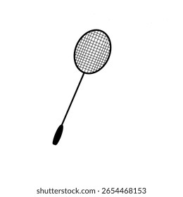 Minimalist Badminton Racket Vector Illustration – Black and White Style