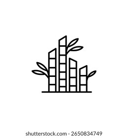 Agrove De Bambu Minimalista Com Folhagem Na Ilustração De Estilo Linear