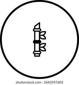 Minimalist bamboo stalk illustration with leaves in a circular frame design