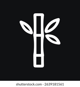 Minimalist bamboo stalk illustration on black background conveying tranquility nature and oriental aesthetics in simple design.