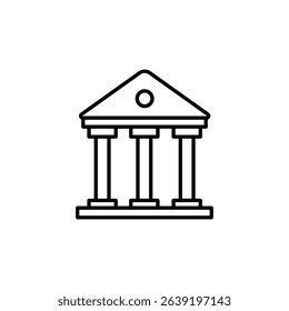 Minimalist Bank Icon Featuring Classical Columns And Triangular Roof