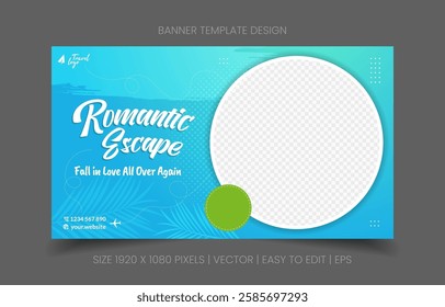 minimalist banner abstract background for travel agency promotion with image replacement easy to edit ideal for vacation ads