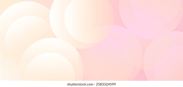 Minimalist banner background. halftone dots decoration, pastel colorful, pink and yellow gradations. Circle effect style geometric, abstract background