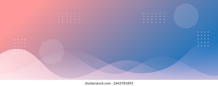 Minimalist banner background. Orane and blue with wave abstract background. Memphis. Vector eps 10