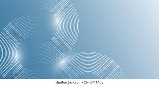 Minimalist banner background, pastel color gradient, sea blue, and cloudy sky. Modern circle effect style