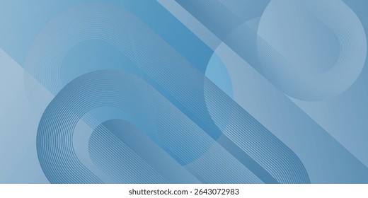 Minimalist banner background, pastel color gradient, sea blue, and cloudy sky. Modern circle effect style