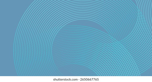 Minimalist banner background, pastel color gradient, sea blue, and cloudy sky. futuristic modern design circle pattern