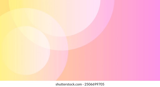 Minimalist banner background, pastel colorful, pink and yellow gradations. Circle effect style geometric, abstract background.