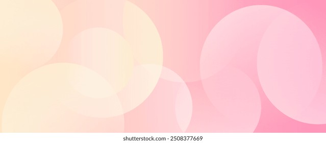 Minimalist banner background, pastel colorful, pink and yellow gradations. Circle effect style geometric, abstract background. vector