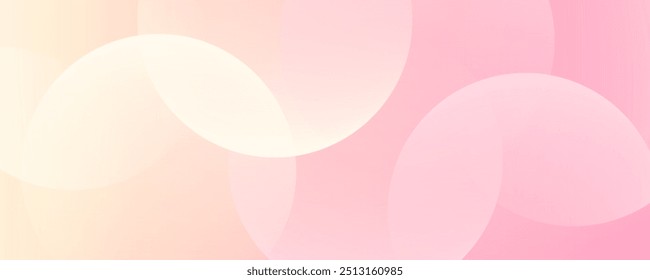 Minimalist banner background, pastel colorful, pink and yellow gradations. Circle effect style geometric, abstract background.