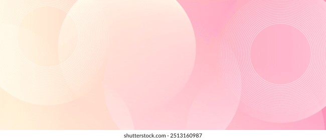 Fundo de banner minimalista, pastel colorido, rosa e gradações amarelas. Estilo de efeito de círculo geométrico, fundo abstrato.