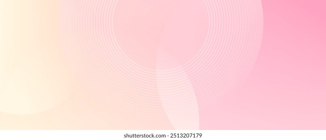 Minimalist banner background, pastel colorful, pink and yellow gradations. Circle effect style geometric, abstract background.