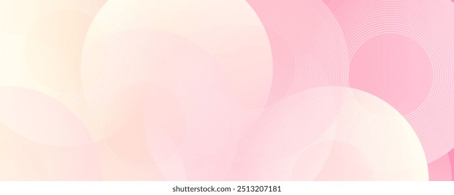 Fundo de banner minimalista, pastel colorido, rosa e gradações amarelas. Estilo de efeito de círculo geométrico, fundo abstrato.