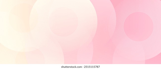 Minimalist banner background, pastel colorful, pink and yellow gradations. Circle effect style geometric, abstract background.