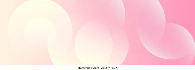 Minimalist banner background, pastel colorful, pink and yellow gradations. Circle effect style geometric, abstract background.